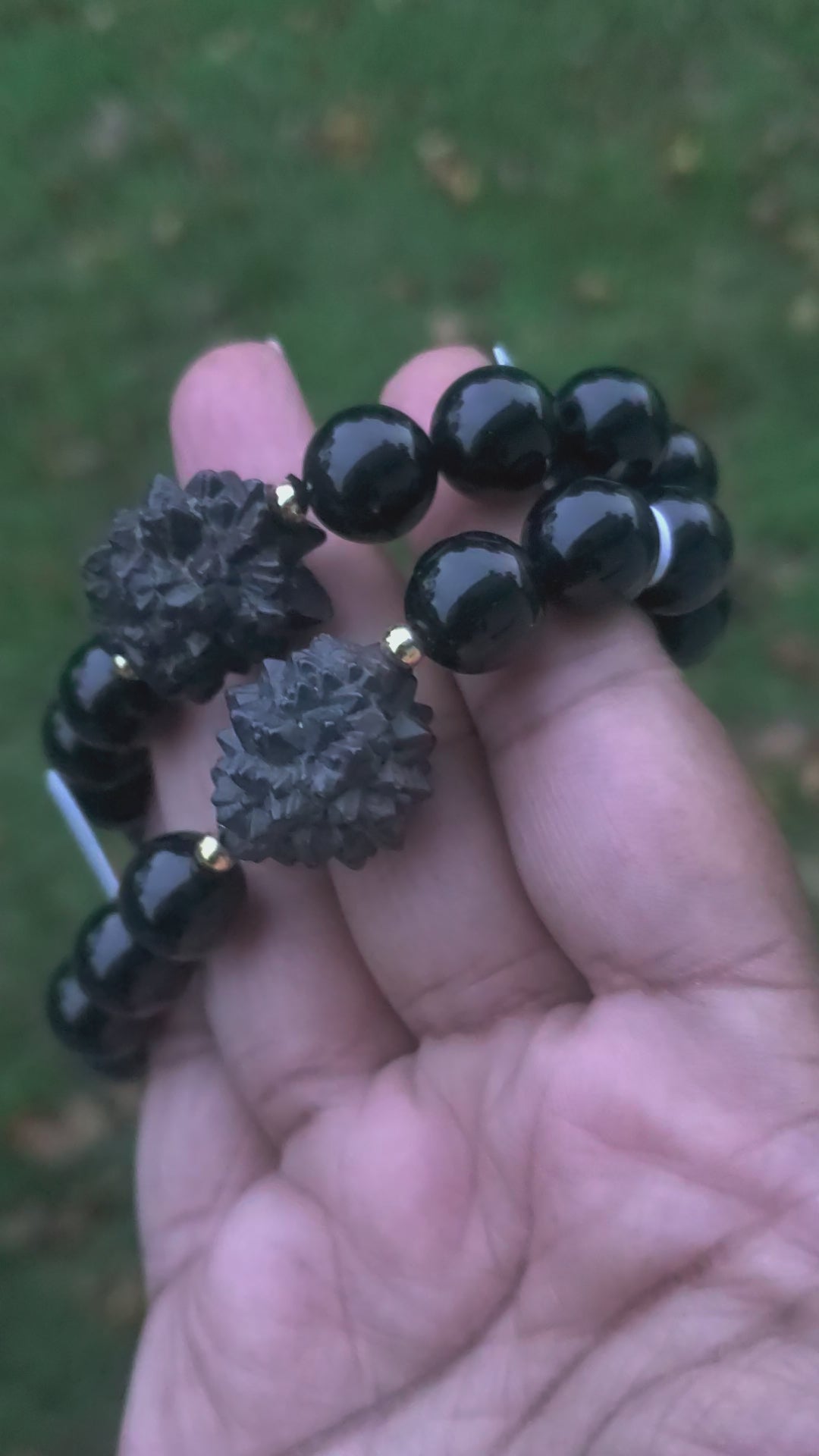 Prophecy stone Obsidian crystal bracelet 12mm