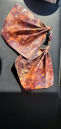 Leather earrings purple/ orange marble