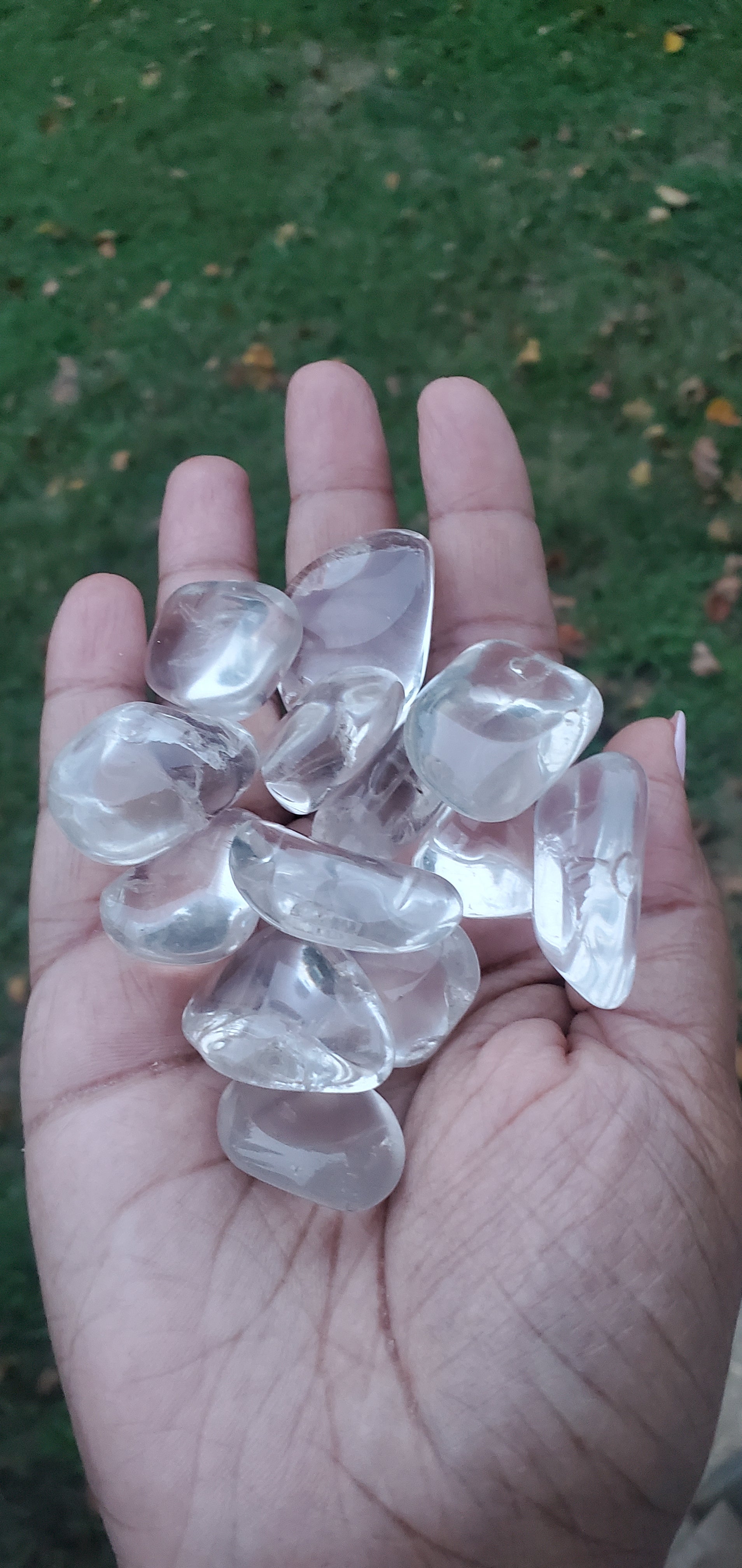 Clear quartz crystal tumble